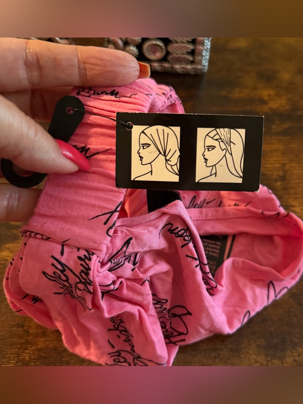 Harley-Davidson Pink Script Logo Bandana Headwrap Biker Scarf NWT - Picture 3 of 6